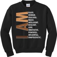 I Am Black Woman Educated Black History Month Kids Sweatshirt