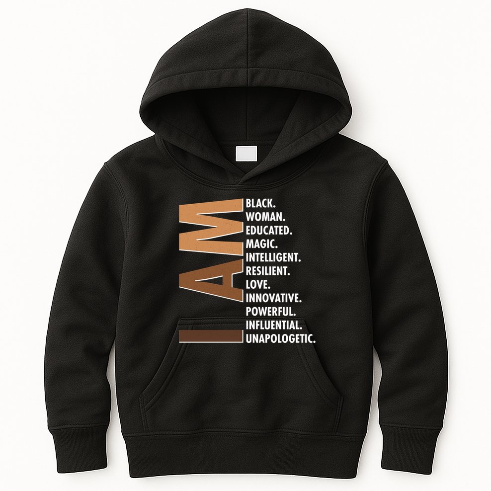 I Am Black Woman Educated Black History Month Kids Hoodie