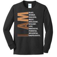 I Am Black Woman Educated Black History Month Kids Long Sleeve Shirt