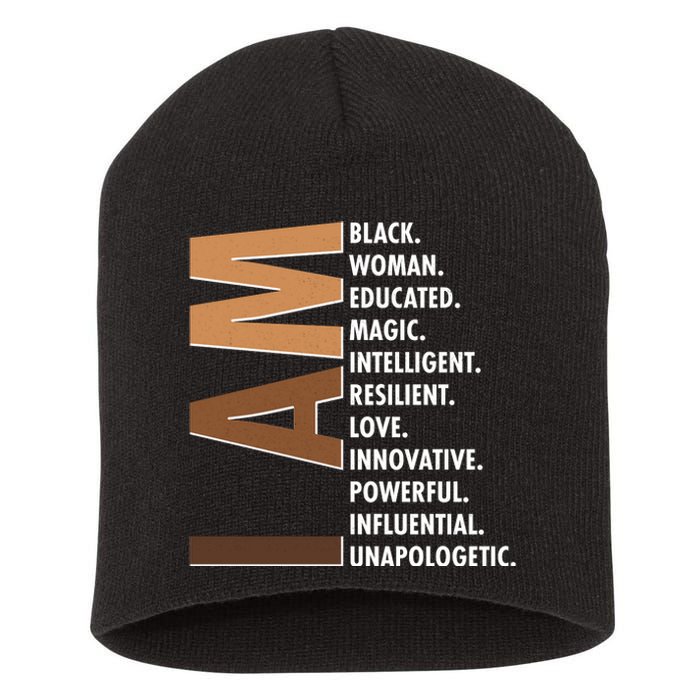 I Am Black Woman Educated Black History Month Short Acrylic Beanie