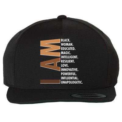 I Am Black Woman Educated Black History Month Wool Snapback Cap