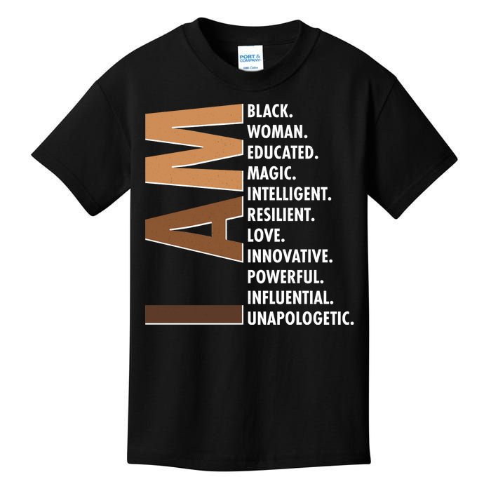 I Am Black Woman Educated Black History Month Kids T-Shirt