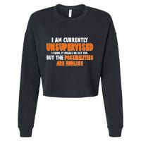 I Am Currently Unsupervised The Possibilities Are Endless Cropped Pullover Crew