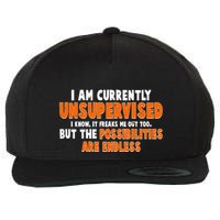 I Am Currently Unsupervised The Possibilities Are Endless Wool Snapback Cap