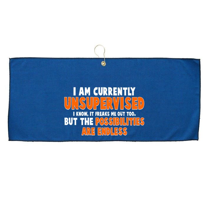 I Am Currently Unsupervised The Possibilities Are Endless Large Microfiber Waffle Golf Towel