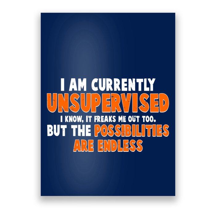 I Am Currently Unsupervised The Possibilities Are Endless Poster