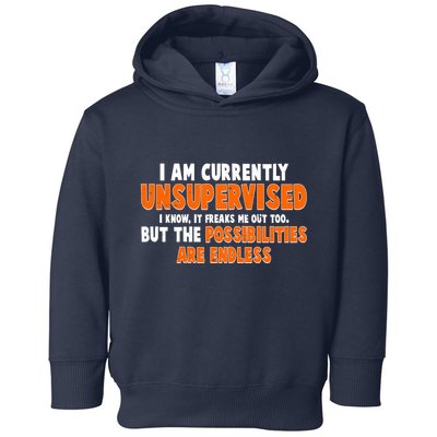I Am Currently Unsupervised The Possibilities Are Endless Toddler Hoodie