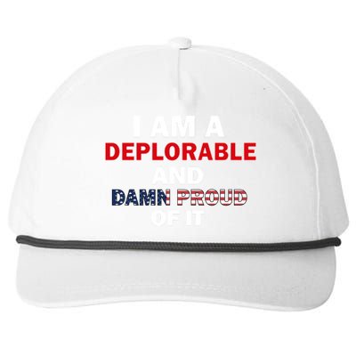 I Am Deplorable And I'm Proud Snapback Five-Panel Rope Hat