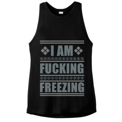 I Am F*cking Freezing Ugly X-mas Ladies PosiCharge Tri-Blend Wicking Tank