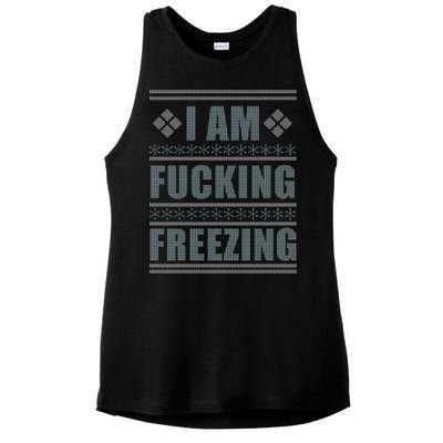 I Am F*cking Freezing Ugly X-mas Ladies PosiCharge Tri-Blend Wicking Tank