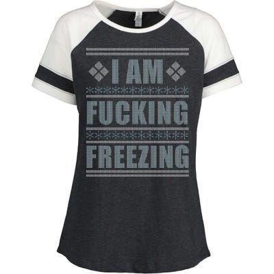 I Am F*cking Freezing Ugly X-mas Enza Ladies Jersey Colorblock Tee