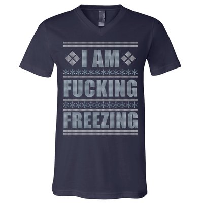 I Am F*cking Freezing Ugly X-mas V-Neck T-Shirt