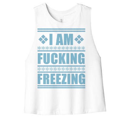 I Am F*cking Freezing Ugly X-mas Women's Racerback Cropped Tank