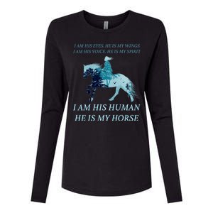 I Am His Human He is My Horse Womens Cotton Relaxed Long Sleeve T-Shirt