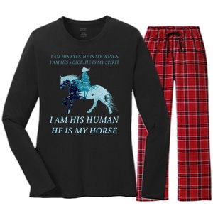 I Am His Human He is My Horse Women's Long Sleeve Flannel Pajama Set 