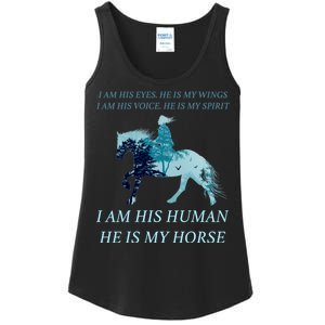 I Am His Human He is My Horse Ladies Essential Tank