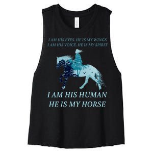 I Am His Human He is My Horse Women's Racerback Cropped Tank