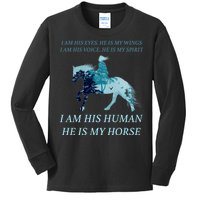 I Am His Human He is My Horse Kids Long Sleeve Shirt