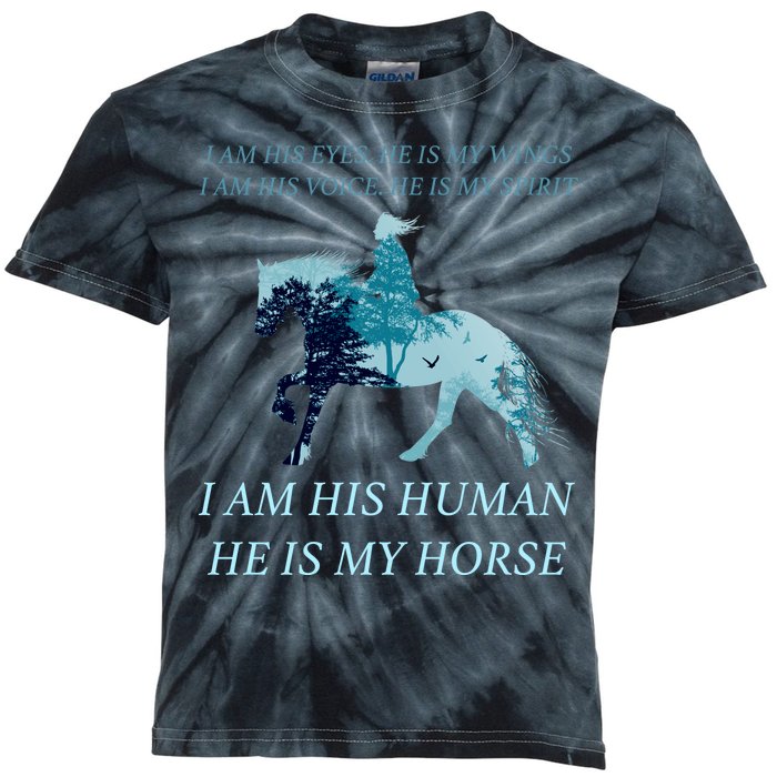 I Am His Human He is My Horse Kids Tie-Dye T-Shirt