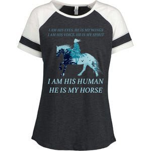 I Am His Human He is My Horse Enza Ladies Jersey Colorblock Tee