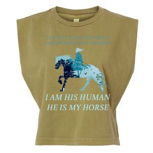 I Am His Human He is My Horse Garment-Dyed Women's Muscle Tee