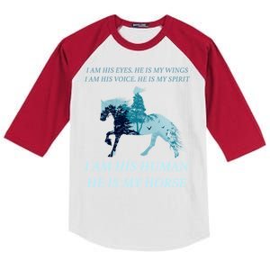 I Am His Human He is My Horse Kids Colorblock Raglan Jersey