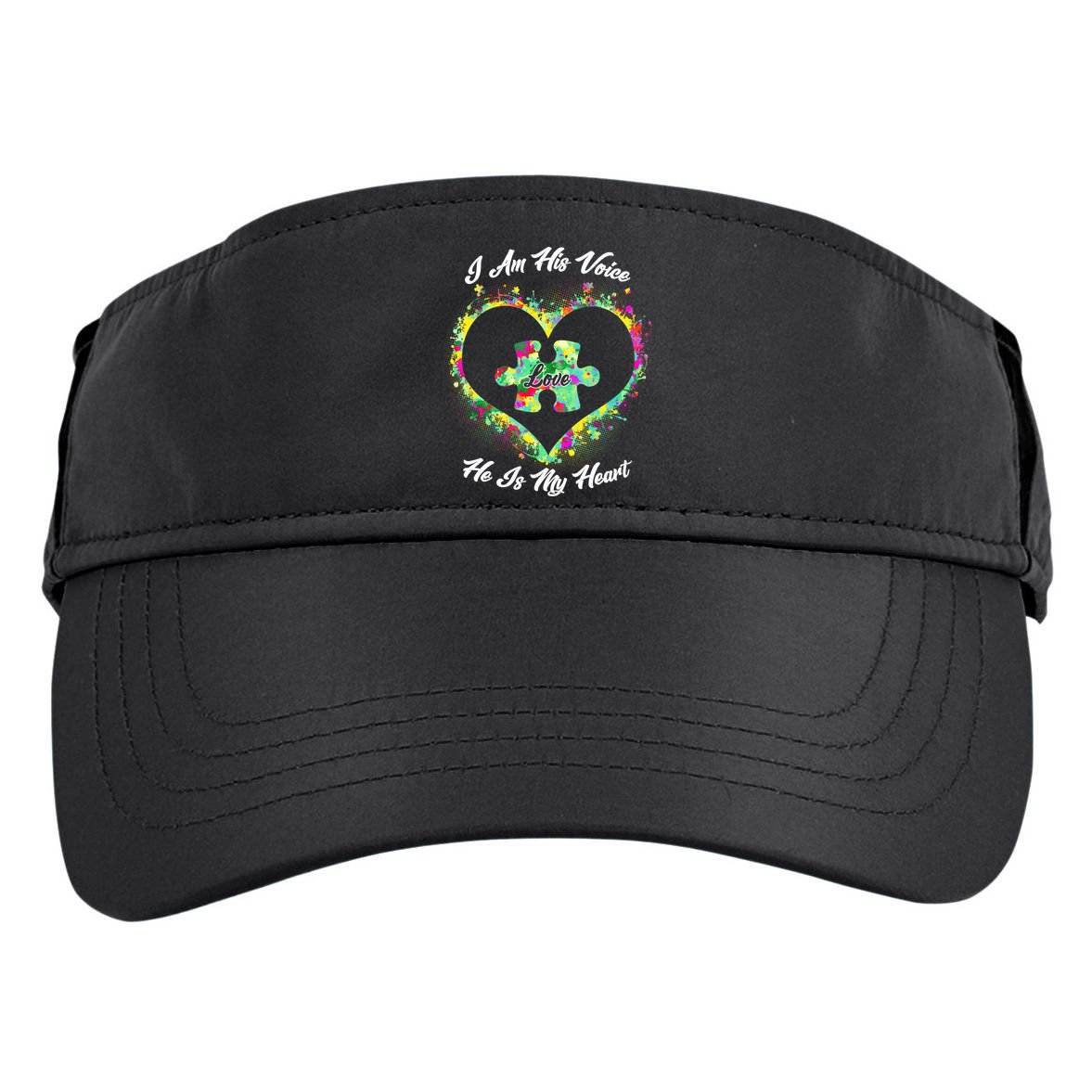 I Am His Voice He Is My Heart- Autism Awareness Adult Drive Performance Visor