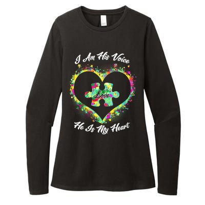 I Am His Voice He Is My Heart- Autism Awareness Womens CVC Long Sleeve Shirt