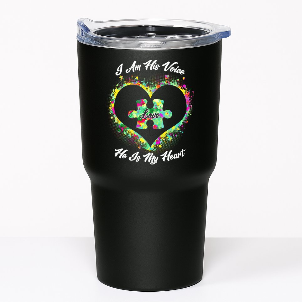 I Am His Voice He Is My Heart- Autism Awareness Tumbler