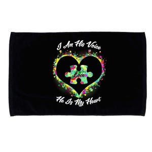 I Am His Voice He Is My Heart- Autism Awareness Microfiber Hand Towel