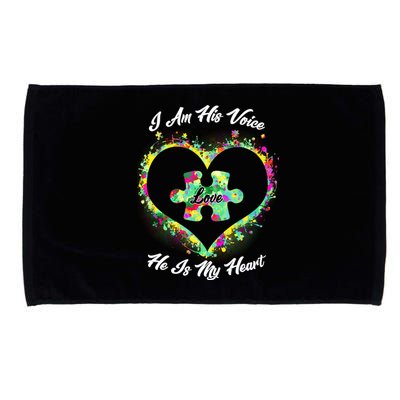 I Am His Voice He Is My Heart- Autism Awareness Microfiber Hand Towel