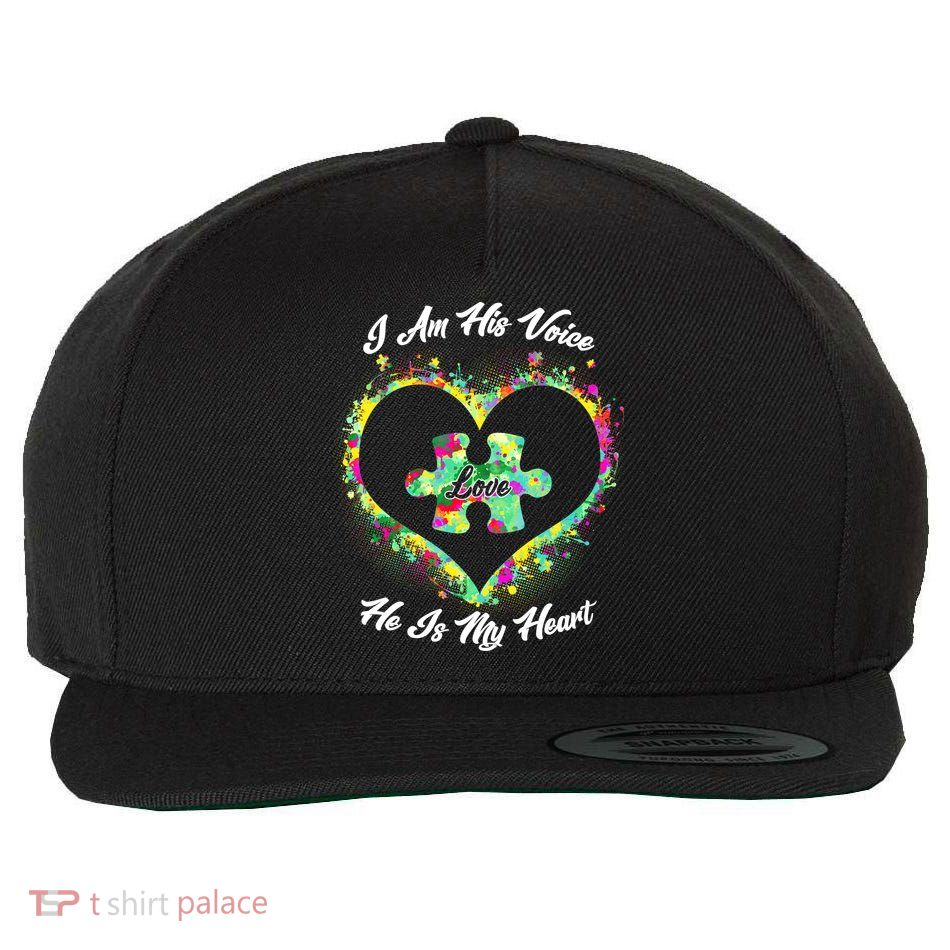 I Am His Voice He Is My Heart- Autism Awareness Wool Snapback Cap