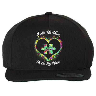 I Am His Voice He Is My Heart- Autism Awareness Wool Snapback Cap