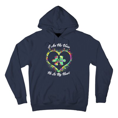 I Am His Voice He Is My Heart- Autism Awareness Hoodie