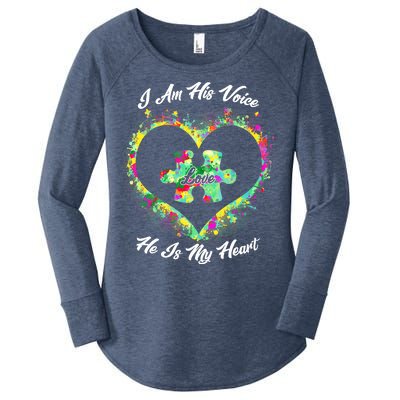 I Am His Voice He Is My Heart- Autism Awareness Women's Perfect Tri Tunic Long Sleeve Shirt