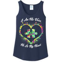 I Am His Voice He Is My Heart- Autism Awareness Ladies Essential Tank