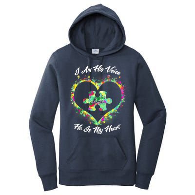 I Am His Voice He Is My Heart- Autism Awareness Women's Pullover Hoodie