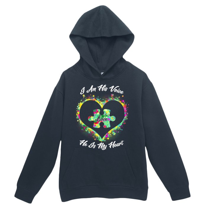 I Am His Voice He Is My Heart- Autism Awareness Urban Pullover Hoodie