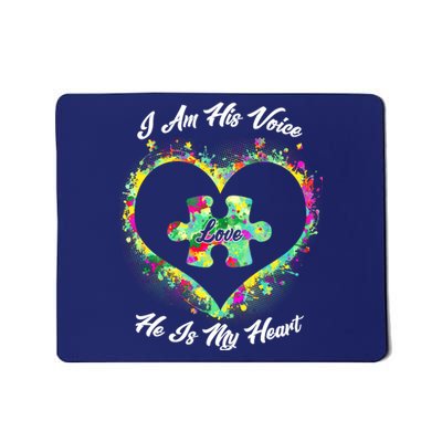 I Am His Voice He Is My Heart- Autism Awareness Mousepad