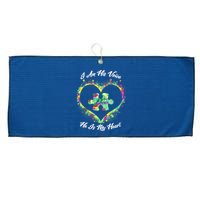 I Am His Voice He Is My Heart- Autism Awareness Large Microfiber Waffle Golf Towel