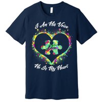 I Am His Voice He Is My Heart- Autism Awareness Premium T-Shirt