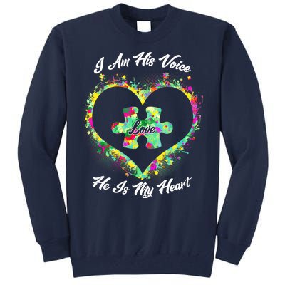 I Am His Voice He Is My Heart- Autism Awareness Tall Sweatshirt