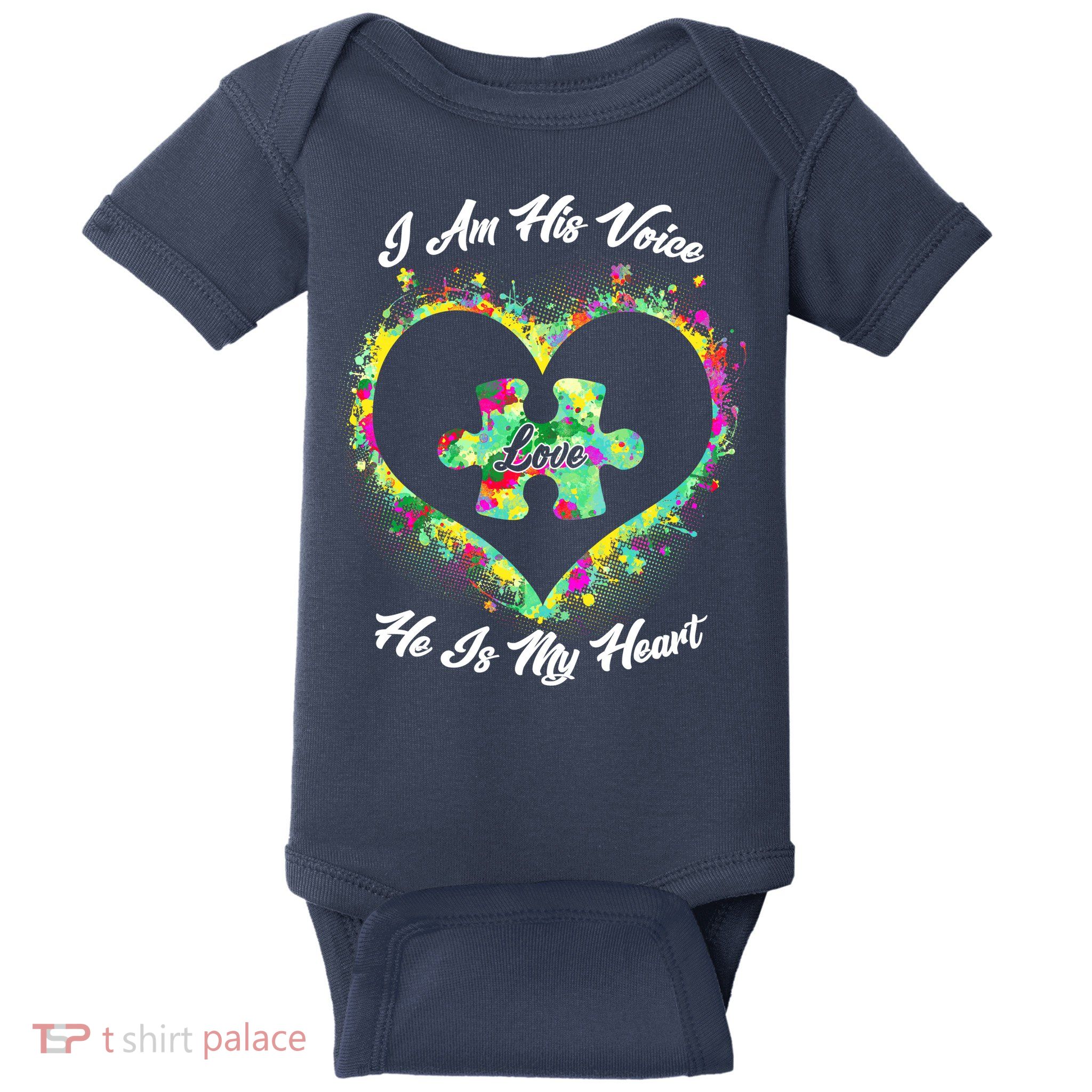 I Am His Voice He Is My Heart- Autism Awareness Baby Bodysuit
