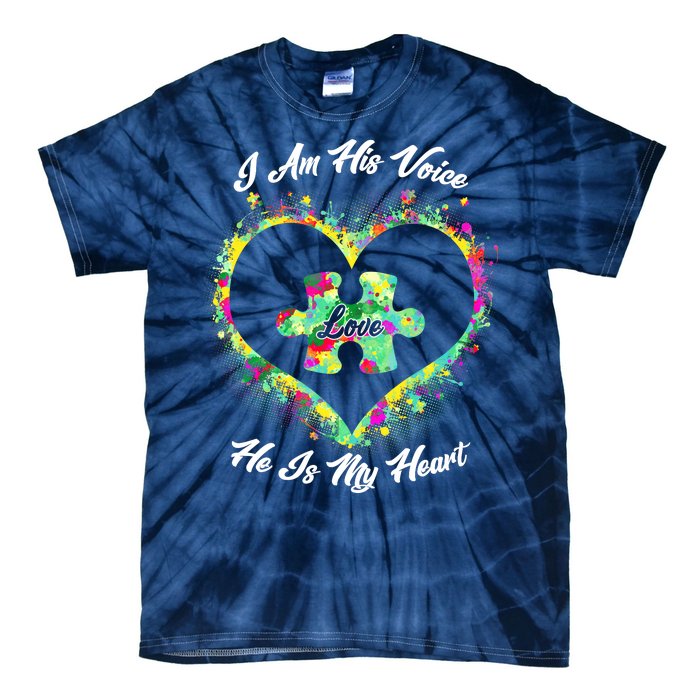 I Am His Voice He Is My Heart- Autism Awareness Tie-Dye T-Shirt