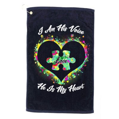 I Am His Voice He Is My Heart- Autism Awareness Golf Towel