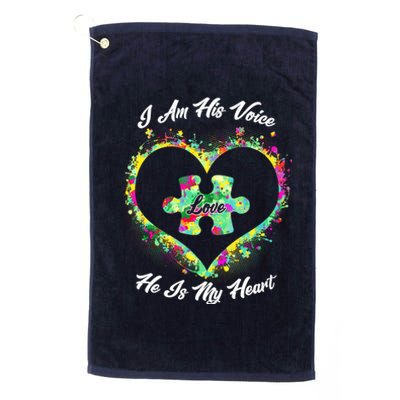 I Am His Voice He Is My Heart- Autism Awareness Platinum Collection Golf Towel