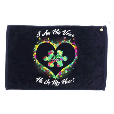 I Am His Voice He Is My Heart- Autism Awareness Grommeted Golf Towel