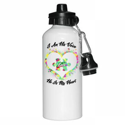 I Am His Voice He Is My Heart- Autism Awareness Aluminum Water Bottle