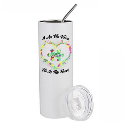 I Am His Voice He Is My Heart- Autism Awareness Stainless Steel Tumbler