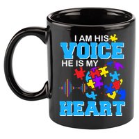 I Am His Voice He Is My Heart Autism 11oz C Handle Ceramic Mug